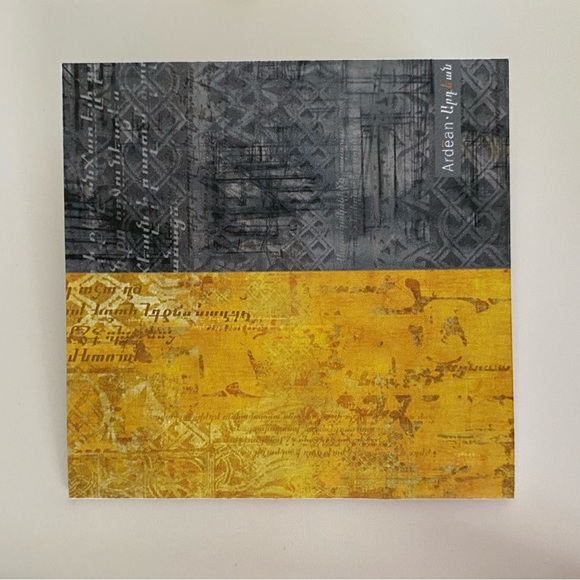 Armenian 100% Silk Scarf Hand Made in Yerevan Yellow/Grey St. Gregory Prayer NWT - Picture 16 of 16